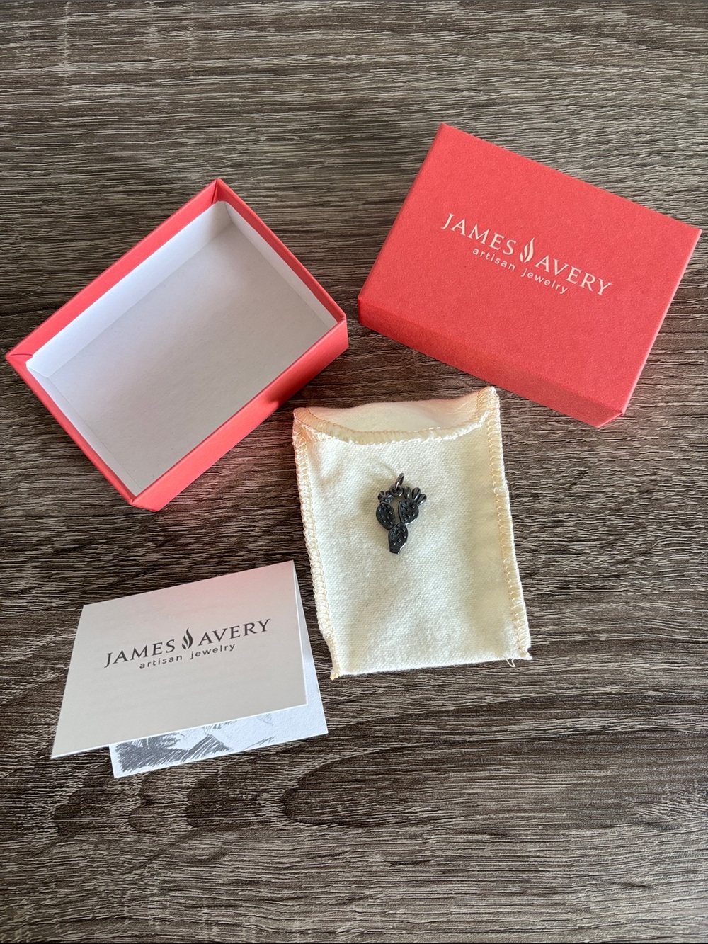 James Avery Silver Prickly Pear Cactus Charm with Original Box